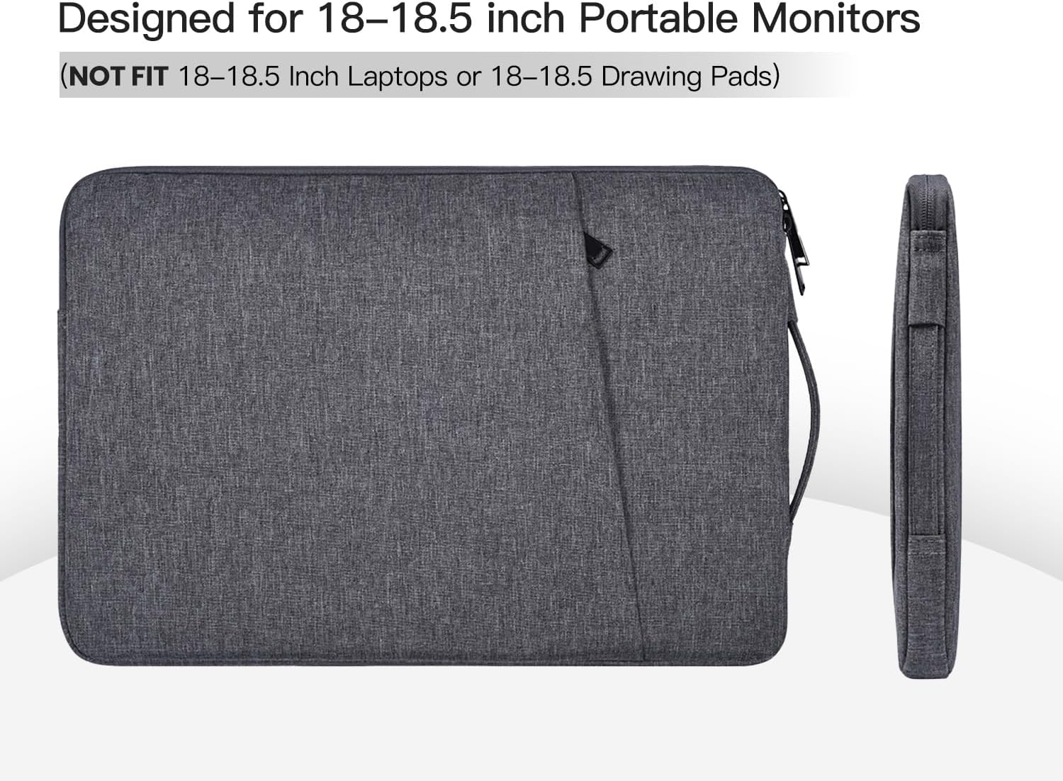 Portable Monitor Case Compatible with 18-18.5 Inch Most Large Portable Monitor Protective Sleeve Storage Bag, Space Grey(17.5x11.8 Inch) - Image 2