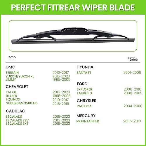 Miniatura 2 de PARRATI Limpiaparabrisas trasero prémium de 13 pulgadas, repuesto para todas las estaciones para Chevrolet Suburban Tahoe GMC Yukon Cadillac