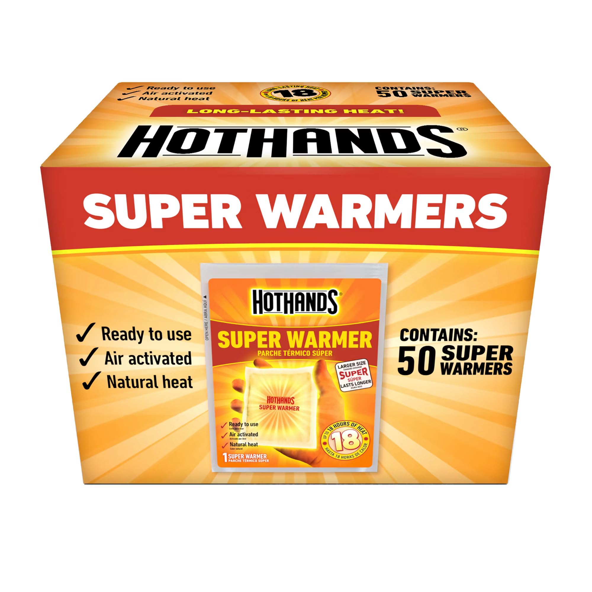 HotHands Lot de 50 Chauffe-mains et Corps, Chauffe-main, Chaufferette pour Main