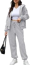 Saloogoe Sweatsuits Women 2 Piece Outfits 2024 Fall Fleece Sweatshirt Sets Zip Up Hoodie Sets Travel Lounge Sets
