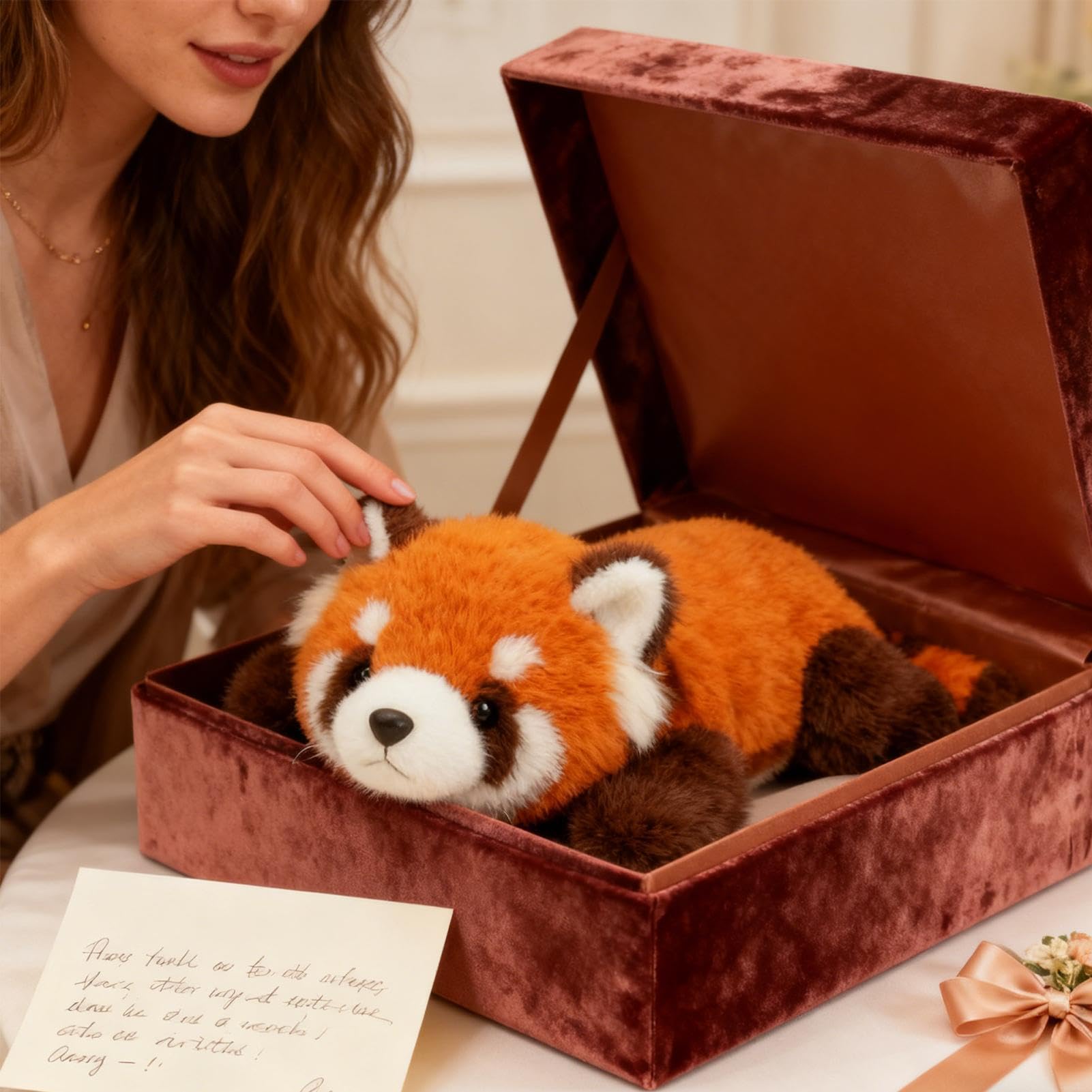 Pluszowa Panda Czerwona Urocza Maskotka Pluszowa | Maskotka Towarzysząca Panda Czerwona dla Dzieci Dorosłych do Łóżka Salonu Sypialni Samochodu Biura Pokoju Dziecięcego Domu