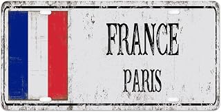 France Flag Plaque National Flag Paris City Front Aluminum Plaque 6X12Inch France City Souvenir Retro Vintage Car Vehicle Gift to Men Friend