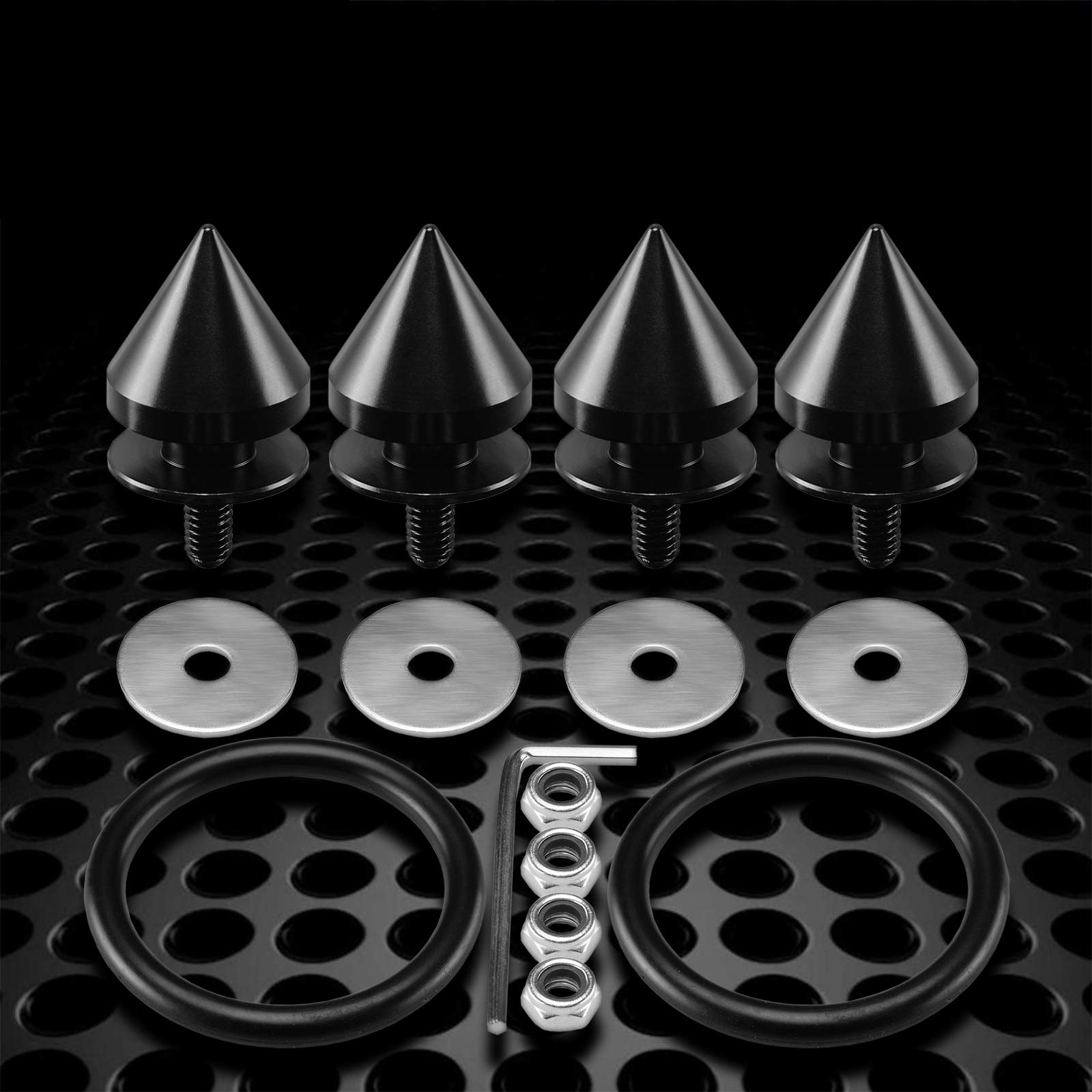JDMBESTBOY JDM Black Spiked Quick Release Fasteners for Car Bumpers Trunk Fender Hatch Lids Kit from