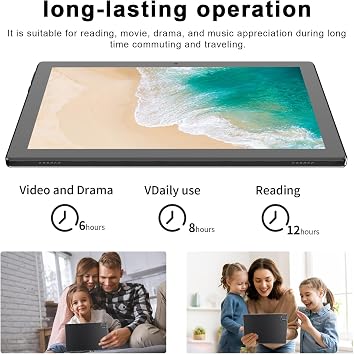 HOTTABLET Tablet 10-inch Android 15, RAM 12GB(4+8Expand) +ROM 64GB, 2+8MP Dual Camera, 6000mAh Battery (Tablet+case+Stylus)(Black)