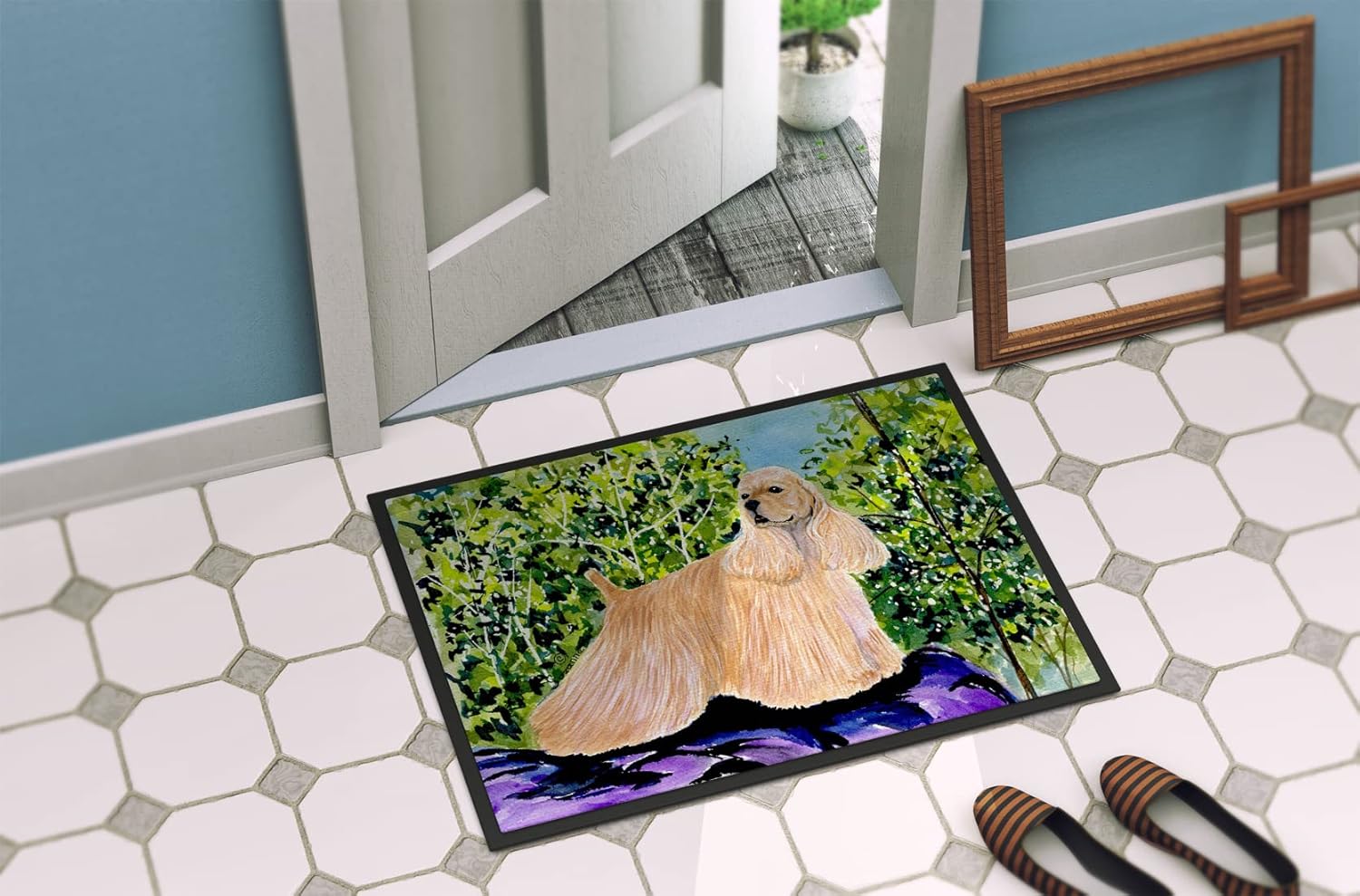 Caroline's Treasures SS8668JMAT Cocker Spaniel Doormat 24x36 Front Door Mat Indoor Outdoor Rugs for Entryway, Non Slip Washable Low Pile, 24H X 36W