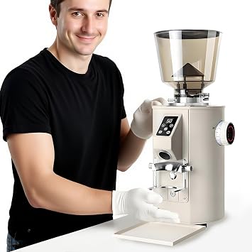 Commercial Coffee Grinder, 350W Coffee Bean Grinder, 64mm Flat Burr Espresso Bean Grinder, Coffee Grinder Electric with 9 Precise Settings and LED Display Black