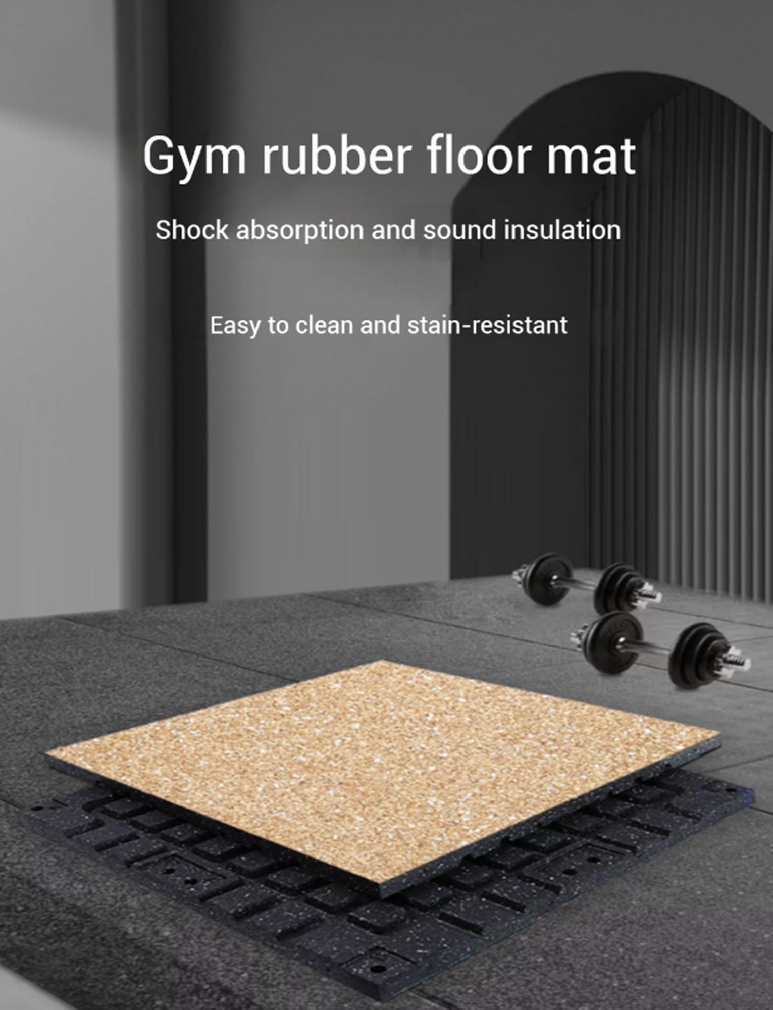 Piastrelle for pavimenti in gomma piena for palestra, 20 x 20 pollici, ammortizzanti, ad incastro, resistenti, for esercizi, protezione del pavimento for attrezzi sportivi domestici(Size3,1in/20in)