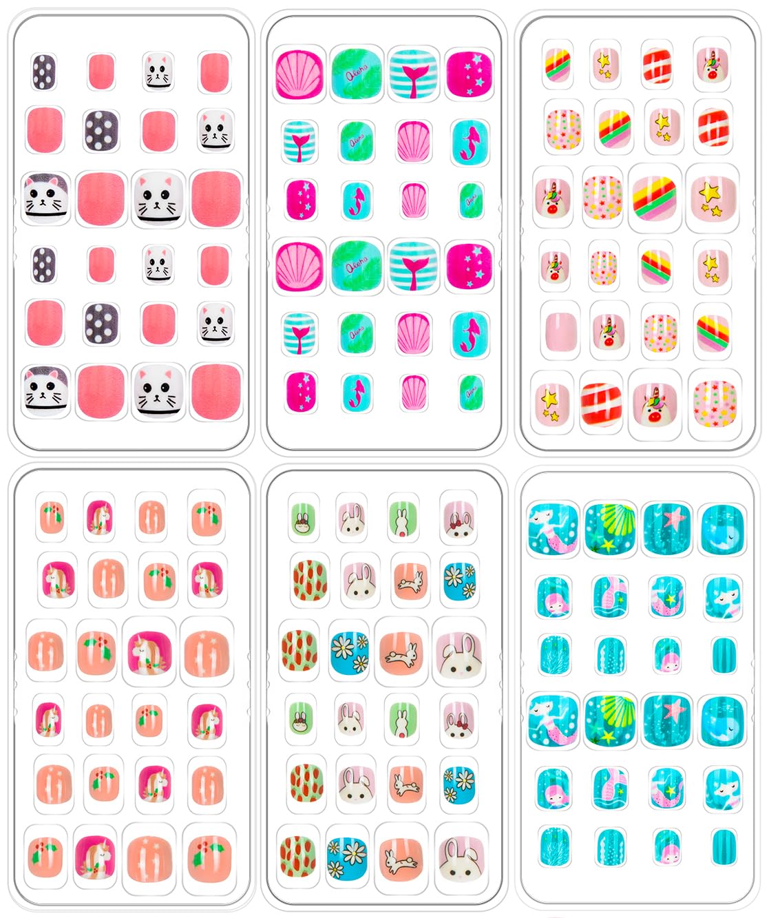 144 Pieces Fake Nails for Kids - Christmas Pattern Art