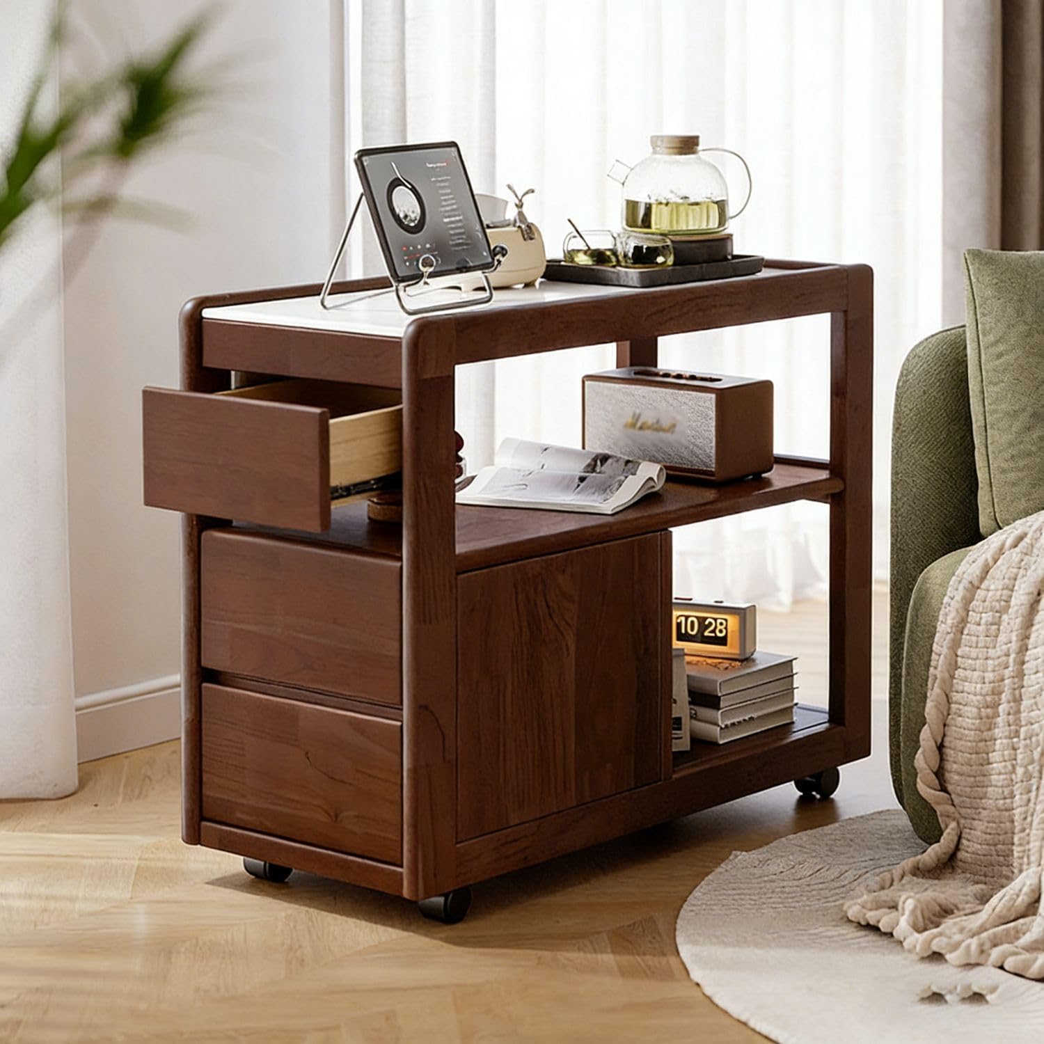 Amazon.com: DFTDFYXY100% Solid Wood Side Table Wood Narrow Nightstand ...