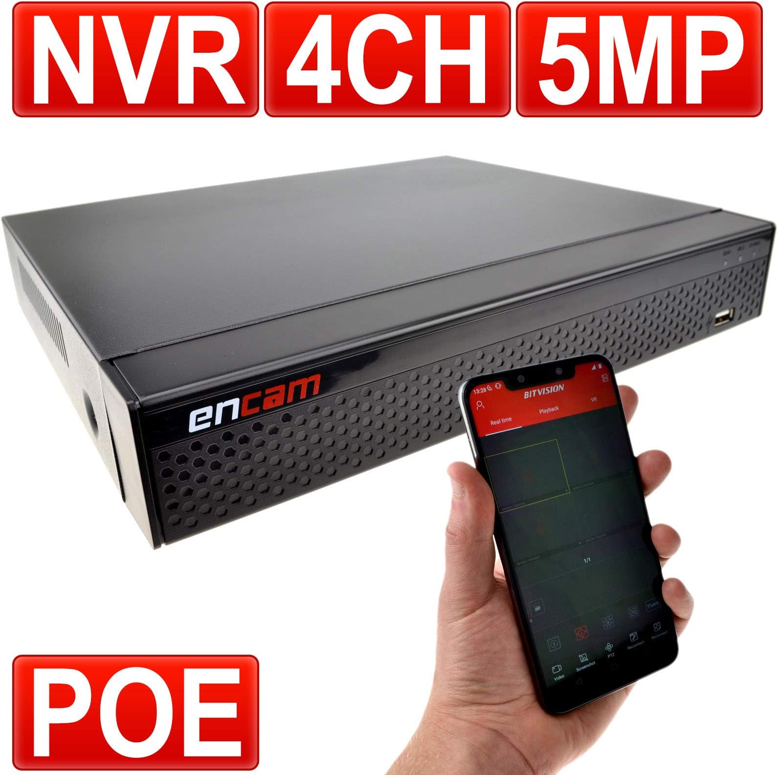 NVR Network Video Recorder 9 Channel with 4 POE Power Over Ethernet Ports for upto 5MP IP Cameras