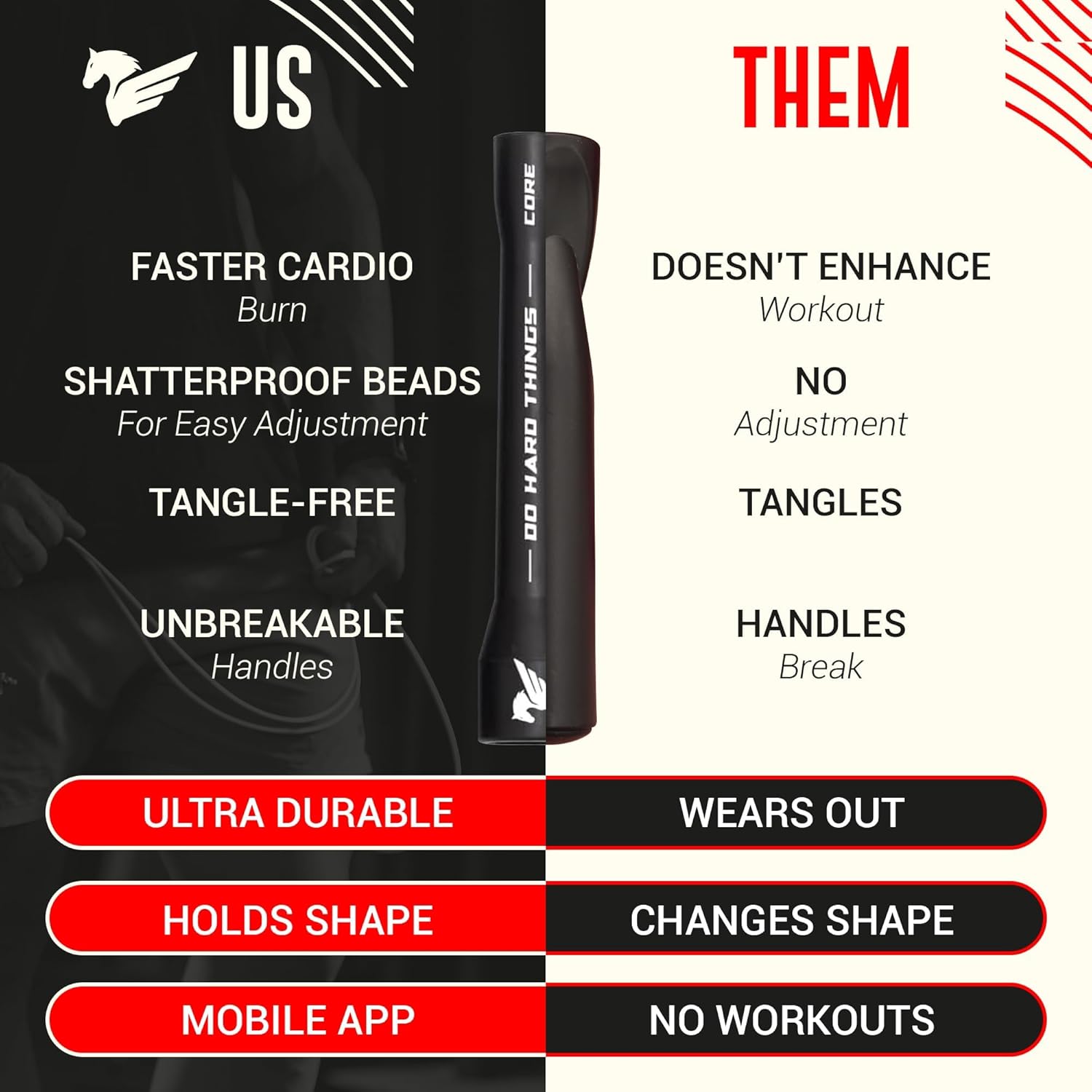 Elite Jumps - Do Hard Things 1” Beaded Jump Ropes | Crossover Jump Rope for Your Exercise Equipment | Segmented Jump Rope