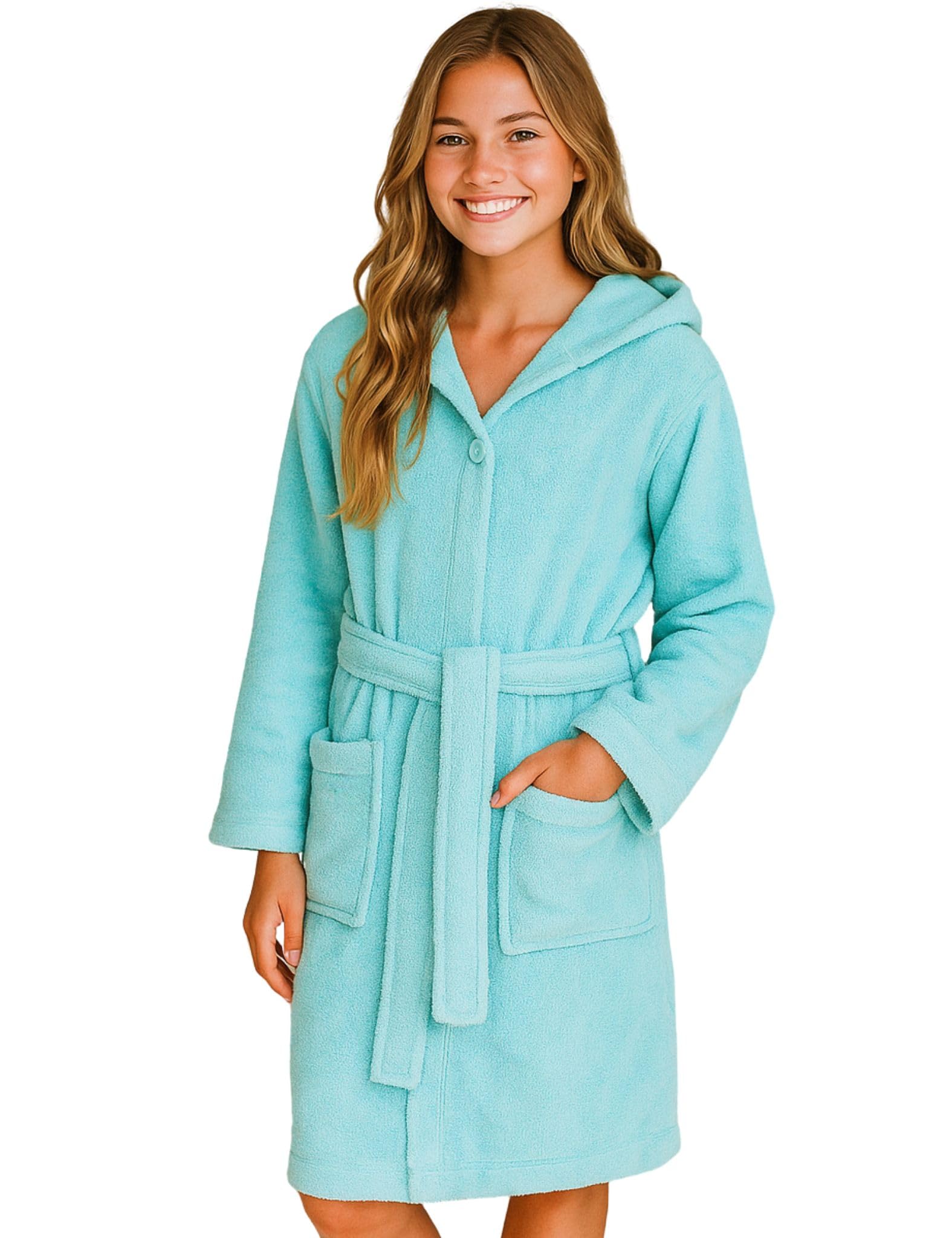 Morgenstern Badjas voor kinderen en tieners, meisjes en jongens, 100% katoen, badstof met capuchon, Oeko-Tex®, kinderbadjas, ochtendjas, fuchsia, 164