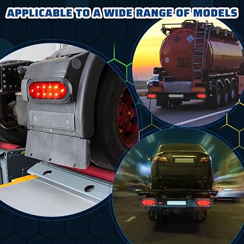 Miniatura 7 de Yexiya Paquete de 12 luces LED ovaladas para remolque, 10 luces LED de parada de marcha atrás, giro, luces traseras con cables y ojales, impermeable