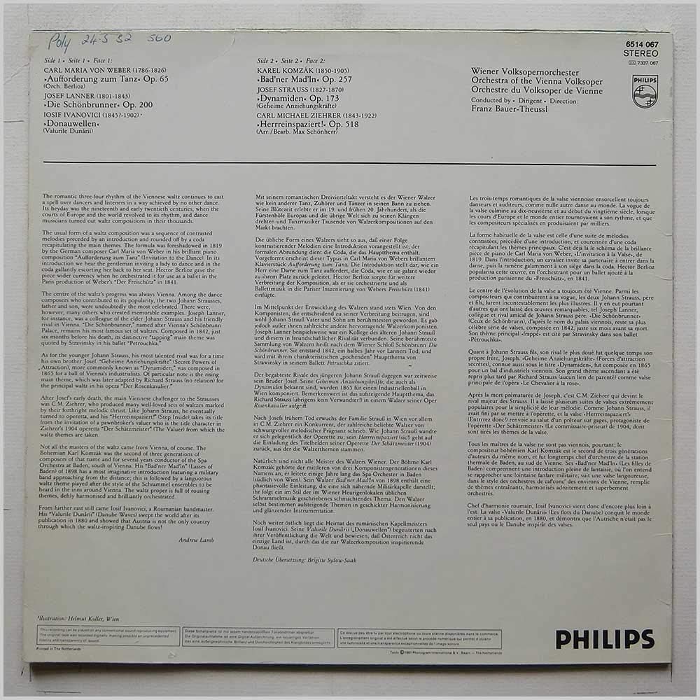 輸入lp盤 アントン Lehar Opera State Wienna ウィドウ パウリク メリー ワルツ ワルツ J Strauss 人生を楽しめ トップ パウリク