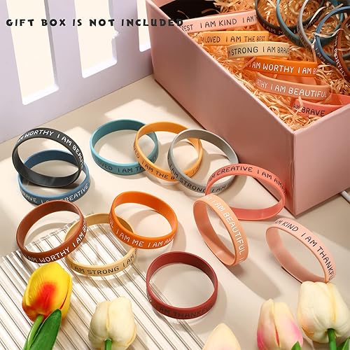 Miniatura 4 de Sratte Pulseras de silicona inspiradoras de goma, elásticas, unisex, para estudiantes, regalo de Navidad, medias para clase (color brillante)