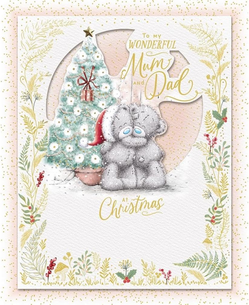 Me To You Tatty Teddy Handmade Christmas Card To My Wonderful Mum And Dad 8x10ins - Official Collection