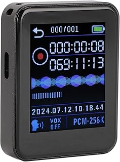 Denash Voice Recorder, Voice Activated Recording, HD Audio Quality, Timed Recording MP3 Player, Auto Save Function for Meetings Interviews (8GB)