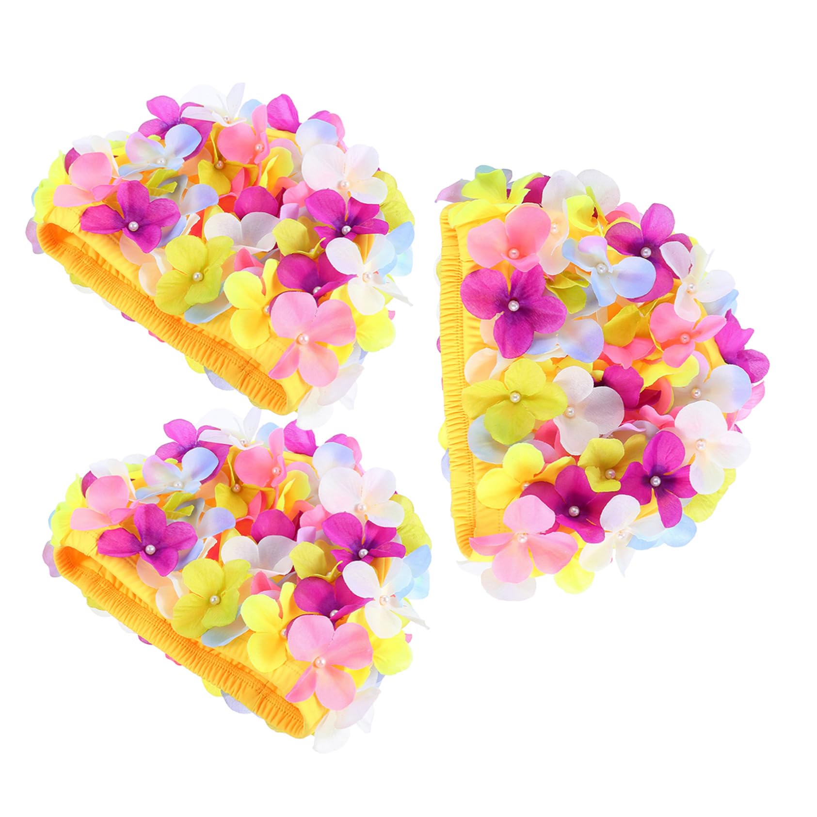 SUPVOX 3piezas Gorro de Natación para Mujer Diseño Floral con Forma de Pétalo Protector de Cabello para Piscina y Ducha
