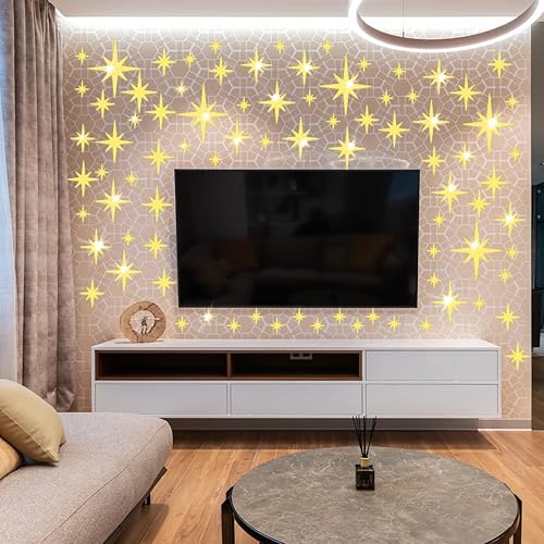 Miniatura 6 de 90 calcomanías de pared de espejo de estrella removibles para decoración de pared calcomanías de espejo acrílico 3D para paredes hogar sala de estar