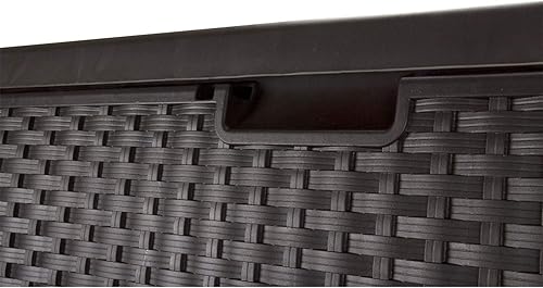 Miniatura 8 de Suncast Caja de mimbre de plástico de 99 galones para jardín, garaje, hogar, piscina, uso en interiores y exteriores, color moca (paquete de 2)