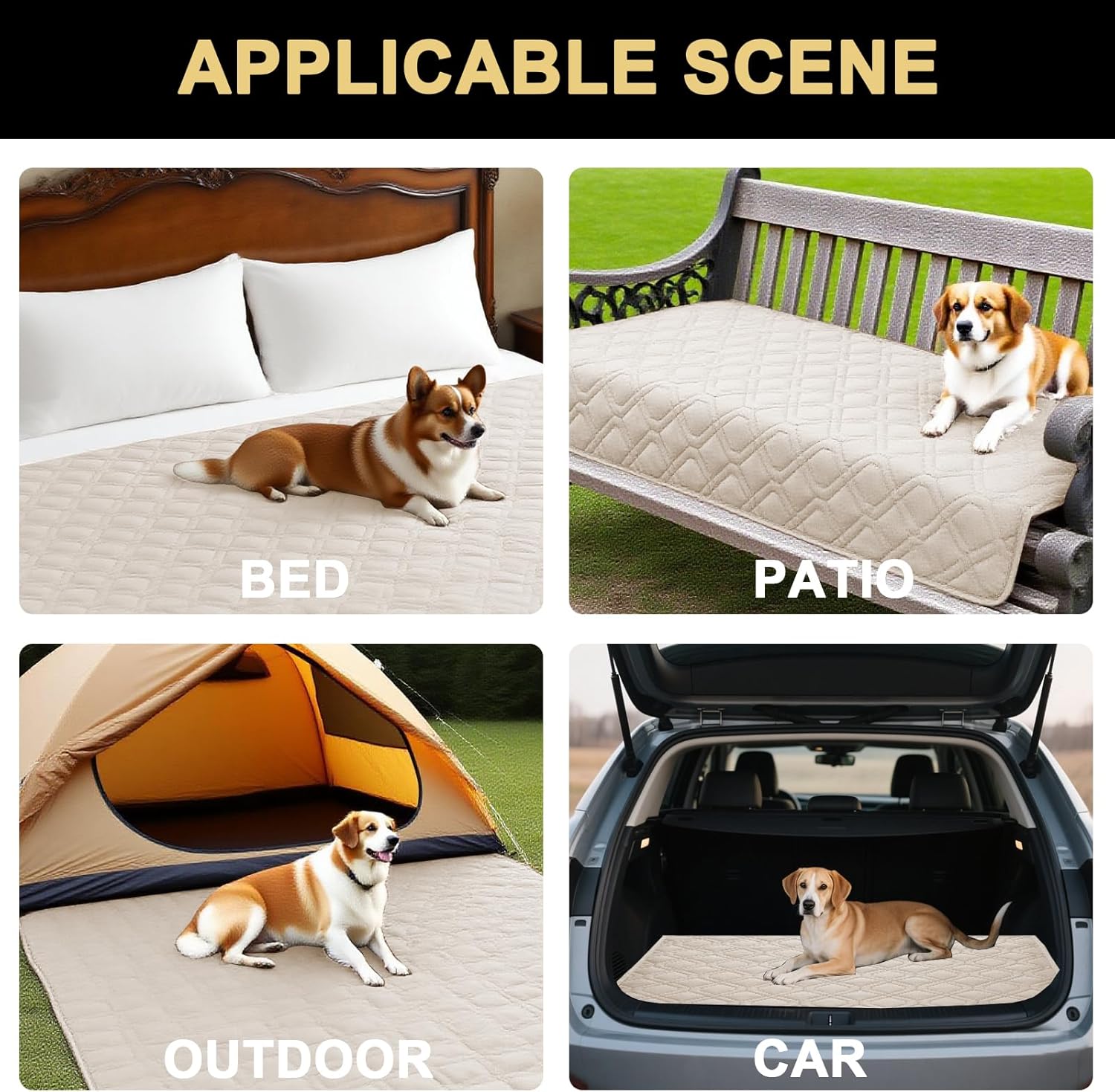 PrinceDeco Waterproof Couch Cover for Dogs Washable Dog Blanket Indoor and Outdoor Replacement Bed Cover with Anti-Slip Back Furniture Bed Couch Sofa for Large Sized Dog(52x82 Inch,French Oak)