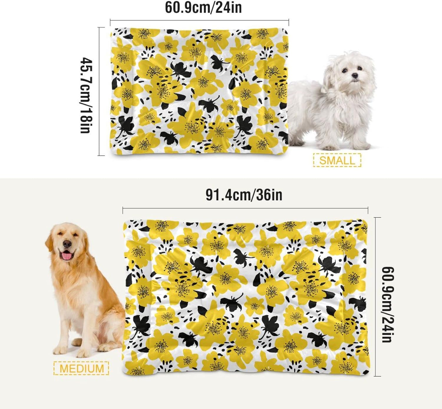 review Ultra Soft Pet Bed Washable Dog Bed Crate Mat for Dogs Fleece Dog Crate Kennel Pad Cat Pet Bed Liner 24x18in Abstract Spring Flowers