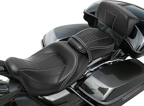 Miniatura 171 de TCT-MOTORPARTS Low-Profile Pillion 2-Up Seat Driver Passenger Seat & Rider Pad Fit For Harley Road Street Glide 2009-2023