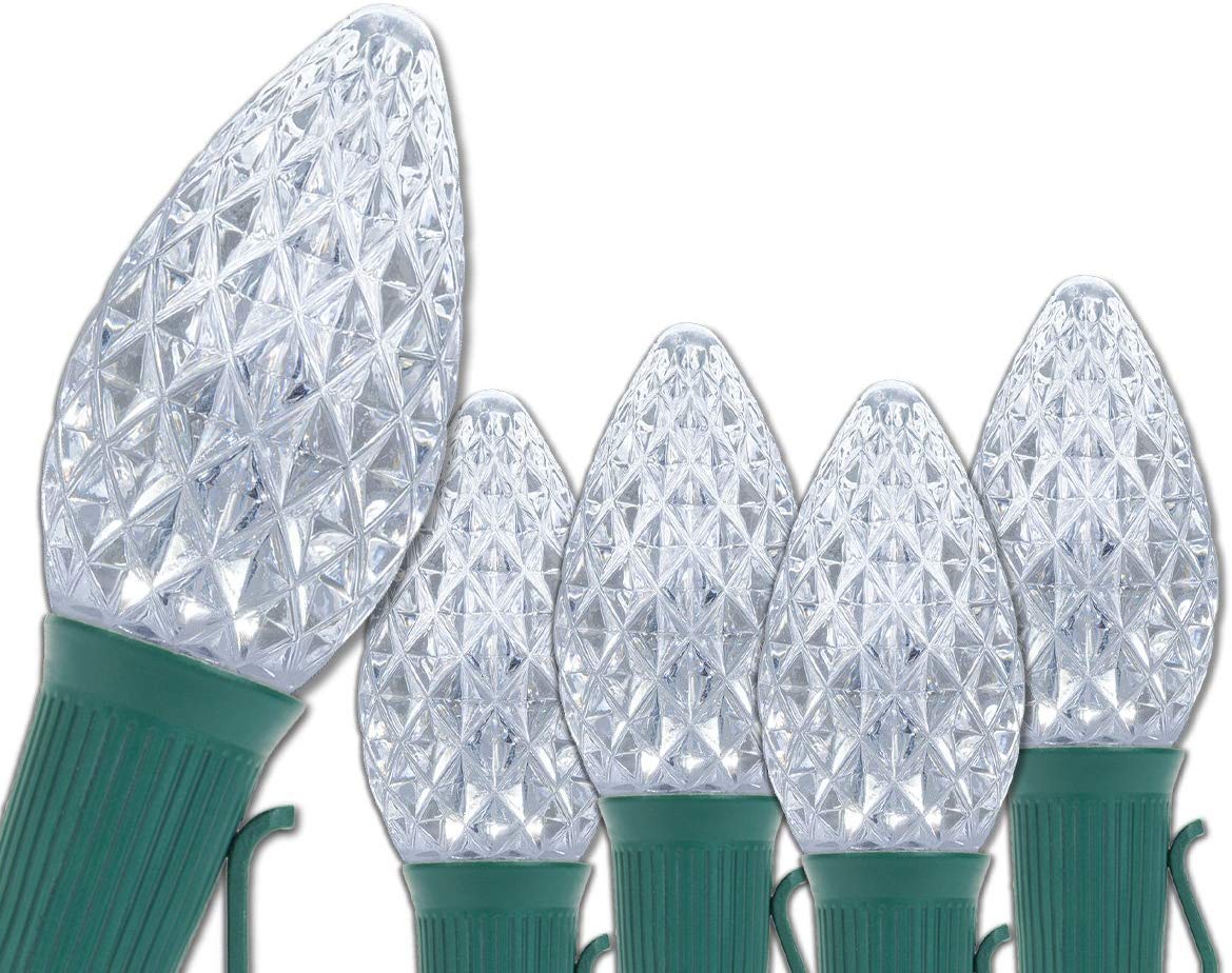 Wintergreen Lighting C7 Opticore Commercial Christmas Lights – Christmas String Lights, Outdoor Christmas Holiday Lights; Green Wire (25 Lights, 25 ft, Cool White)