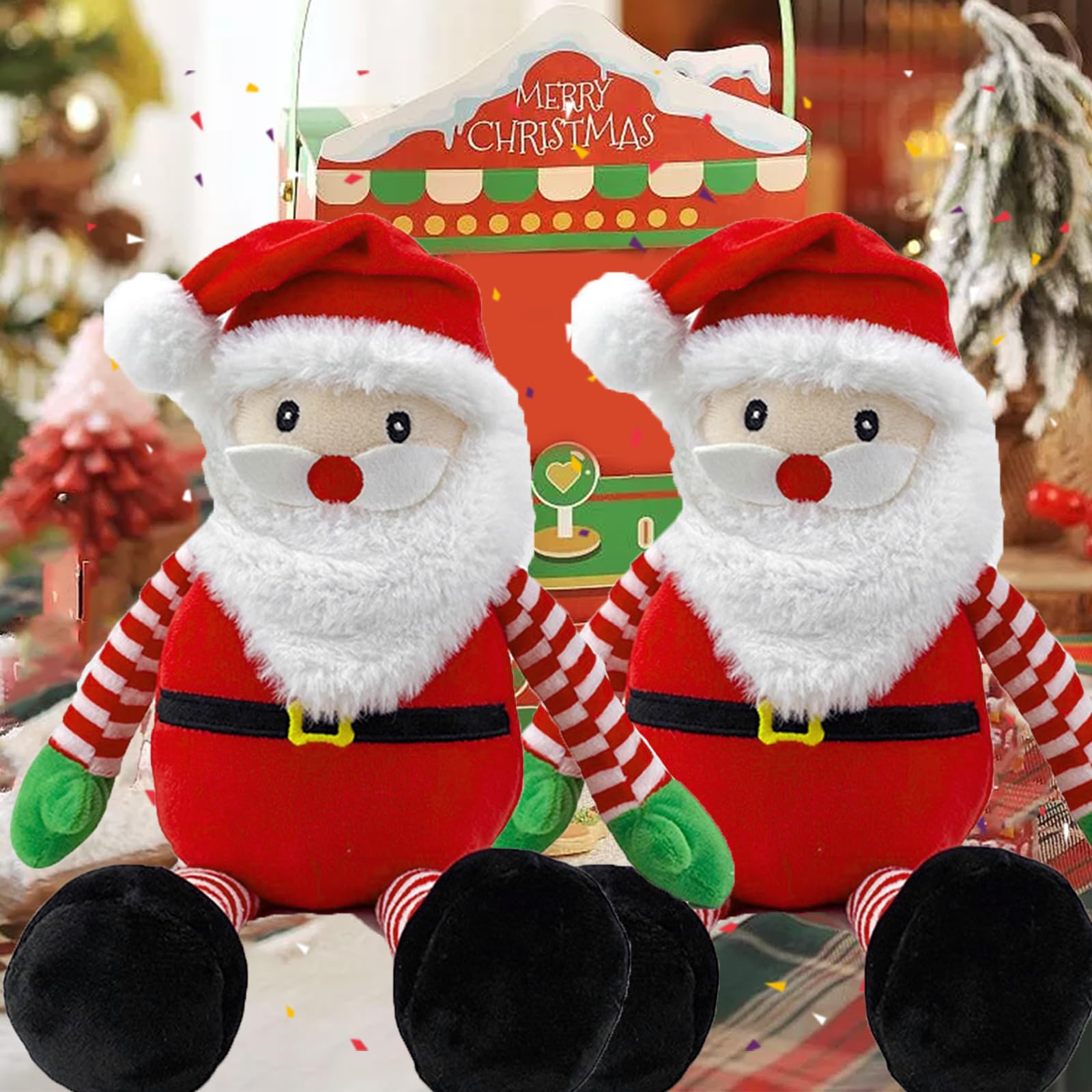 Peluche Di Natale 40 Cm | Babbo Natale E Renna In Velluto, Morbidi E Leggeri, Decorazioni Festa
