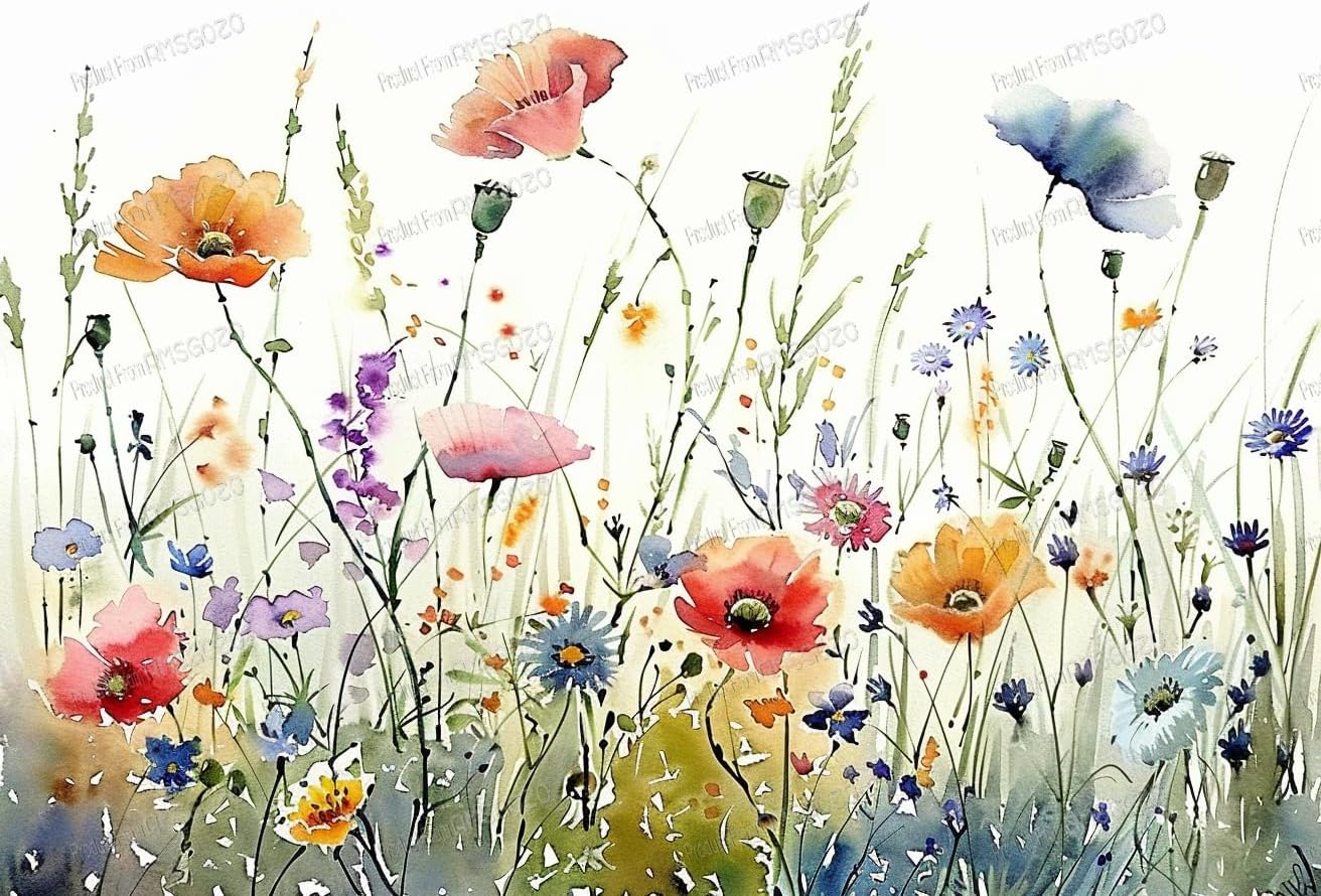 RMSGOZO DIY Watercolor Flower Diamond Art Kits for Adults, Exquisite Full Round Crystal Gemstone Art Cross Stitch Diamond Painting Kits for Beginners 20X20 Inch, for Room Decor Bathroom Decor