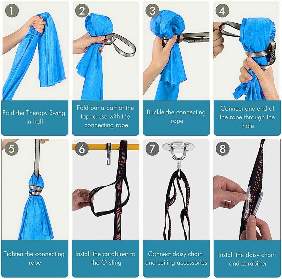 Sensory Swing Sensory Swing Indoor Therapy Sensory Swing for Kids with Special Needs Swing Hammock Hanging Chair Adult Sensory Swing (Color : Blue, Size : 100x280cm)