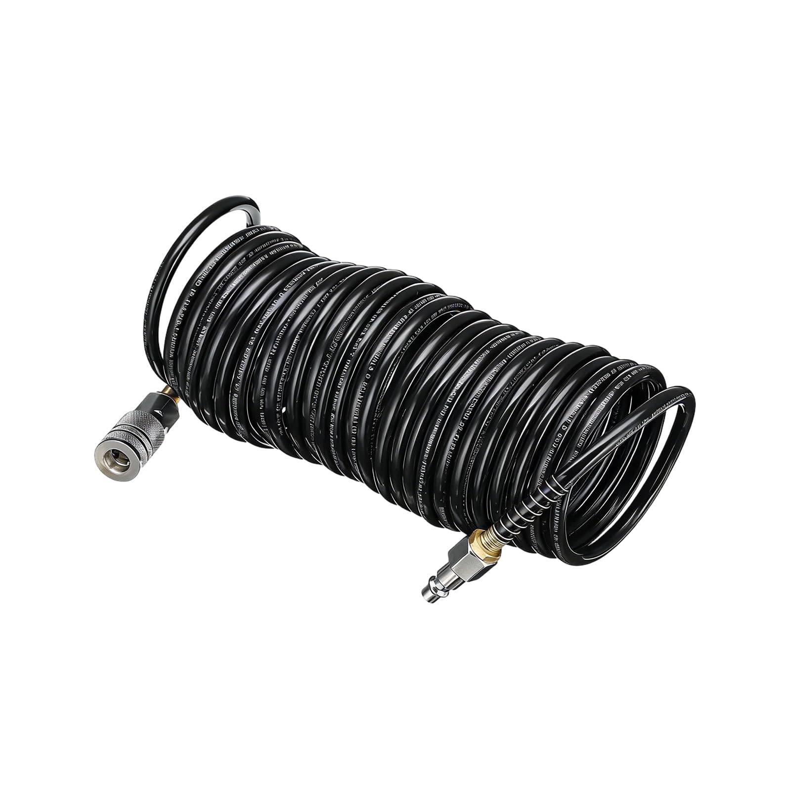 Hsioluted Black Air Compressor Hose Coiled Flexible Air Hose 7.5M Pneumatic Tubing Quick Coupling Pipe With 1 / 4In Quick Coupler Permanent Polyethylene Tire Repair Tube