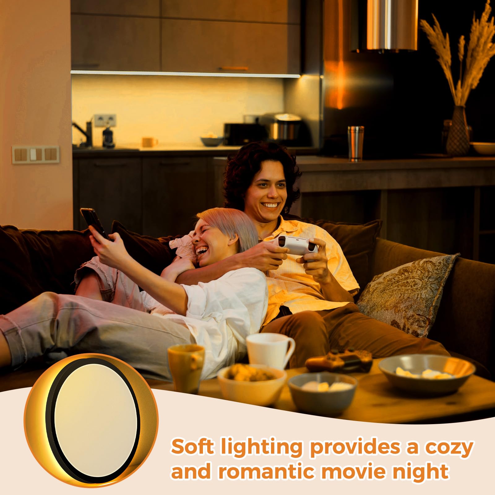 slochi Plafonnier LED Dimmable, Lampe de Plafond 36W 4200LM avec Télécommande, 1800K Veilleuse de Couleur Chaude, 3000K-6500K Luminaire Plafonnier Rond pour Salon, Chambres d'enfantsØ40CM-Noir