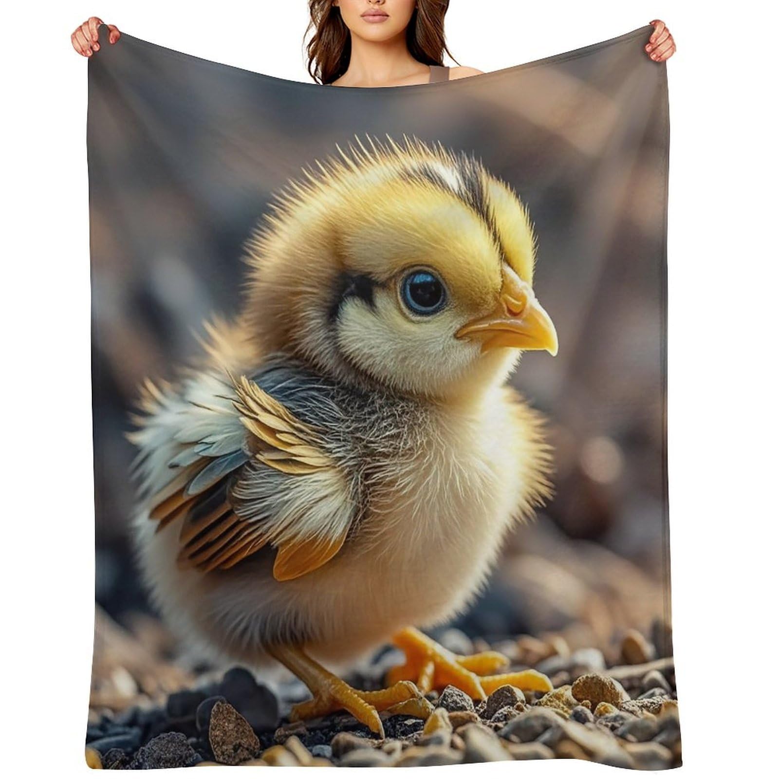 Flannel Fleece Throw Blanket - 50"x60" Super Soft Plush,Lightweight Wrinkle Resistant Cozy Chicken Chick Blanket for Couch Sofa Bed Travel Camping and Gift