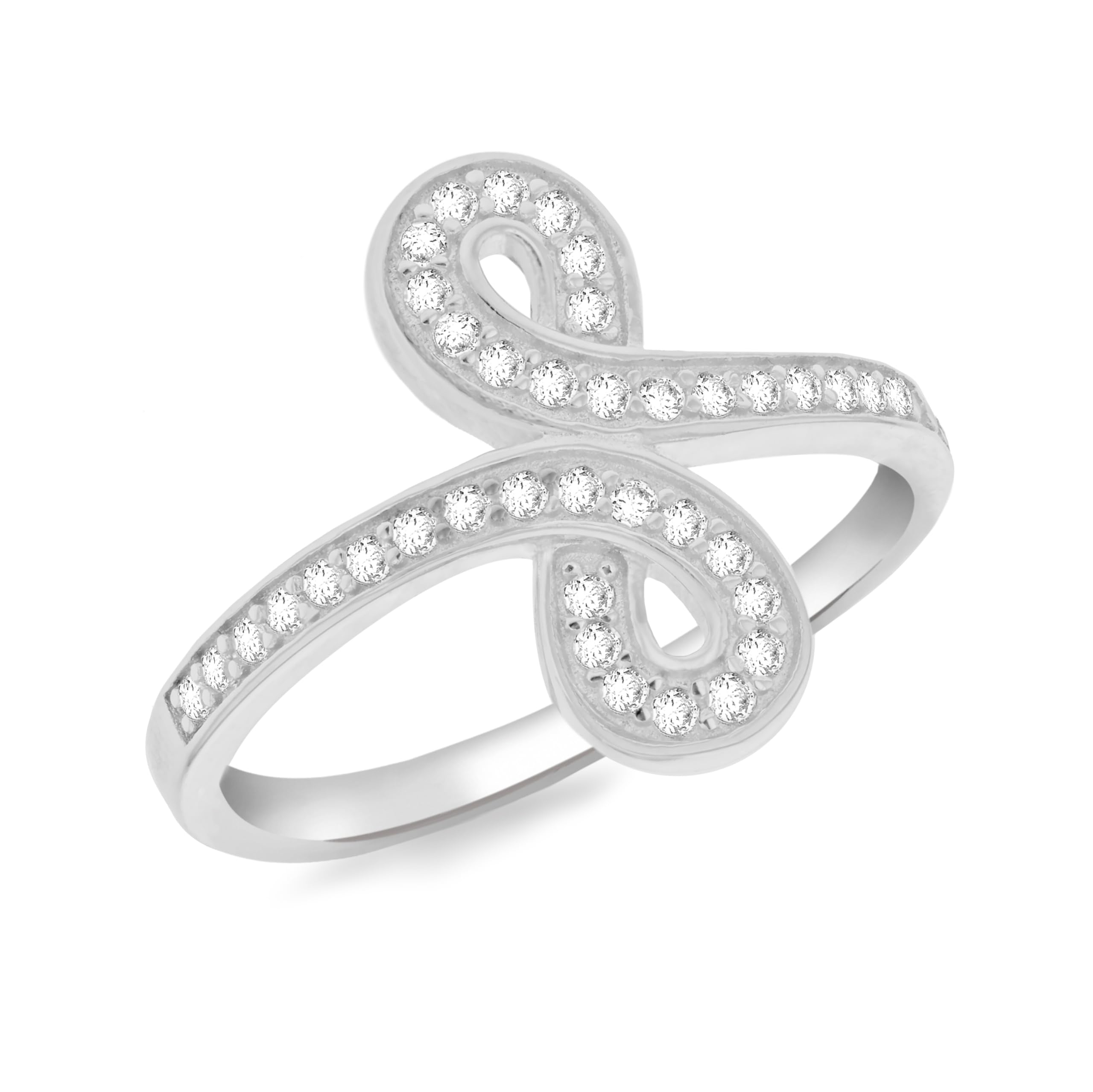 Amazon Essentials Women's Sterling Silver Rhodium Plated Cubic Zirconia Infinity Ring #L