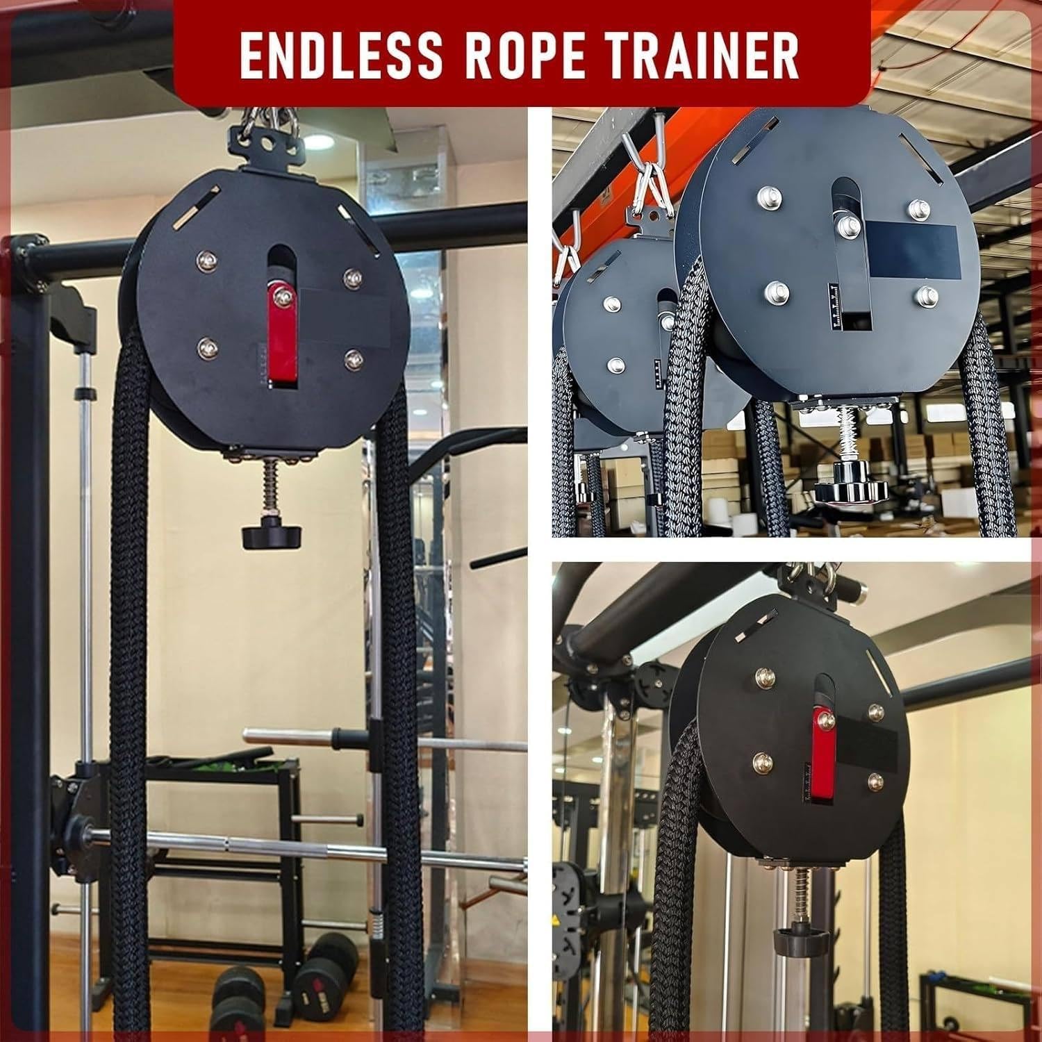 Endless Rope Trainer, Cable Pull System with Adjustable Resistance, Portable Rope Climbing Device for Home Gym, Abdominal & Back Trainer, Full Body Power Rope