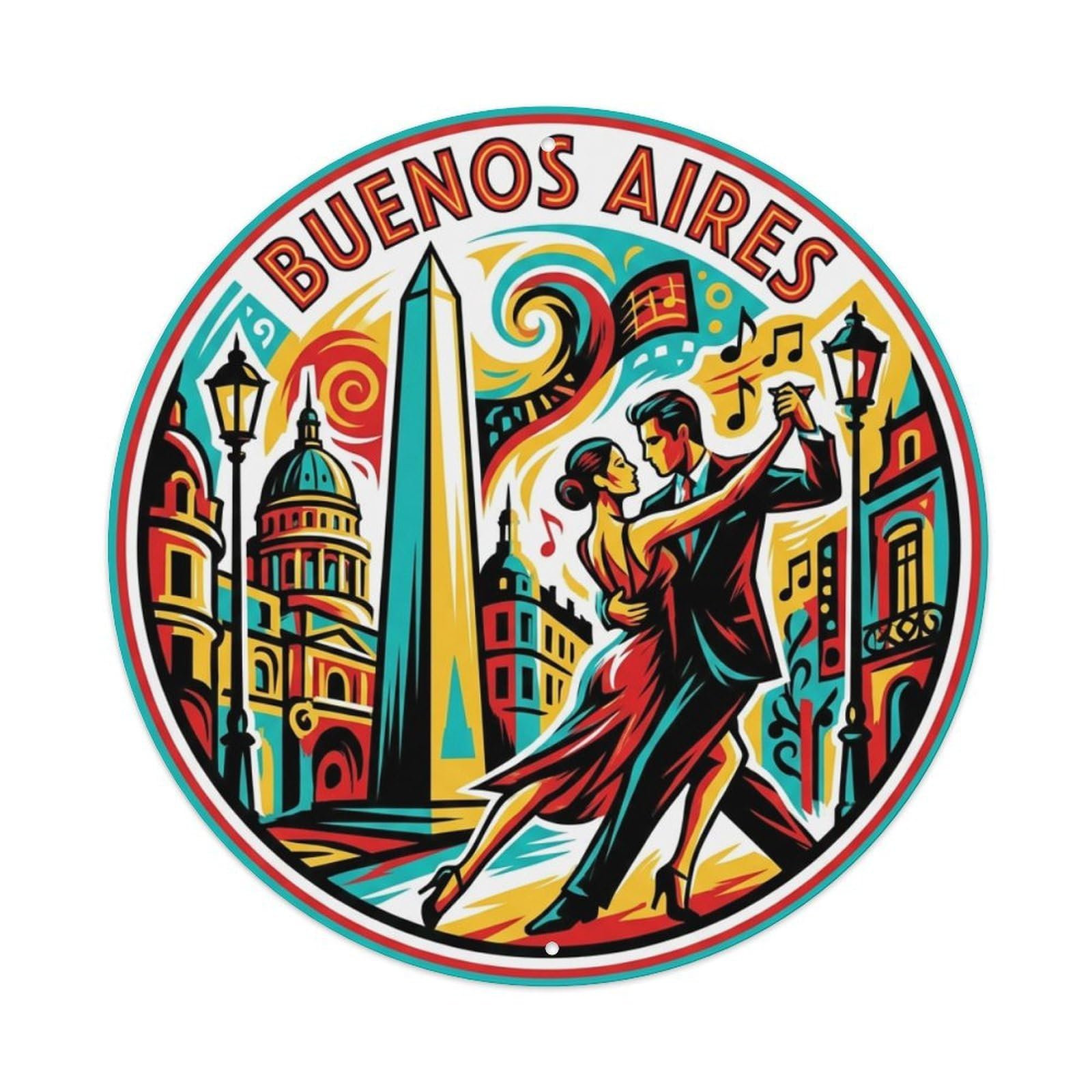 Vintage Travel Argentina Buenos Aires Metal Tin Sign