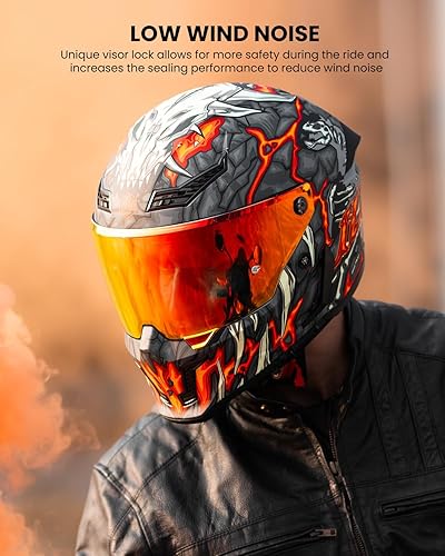 Miniatura 3 de ILM Cascos de Motocicleta para Hombres y Mujeres Adultos Casco Integral DOT ECE Deportes Motor Visor Dual de Carrera en Carretera con Pinlock Modelo