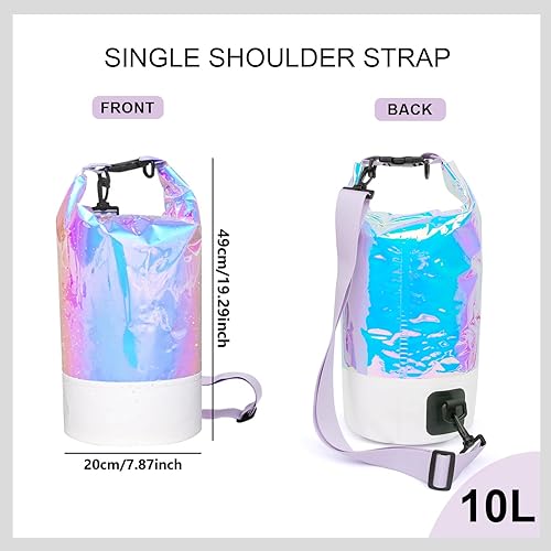 Miniatura 2 de Mochila seca impermeable  Bolsa de PVC para deportes de playa, natación, deportes, bolsa de hombro iridiscente, a prueba de fugas para piscina,
