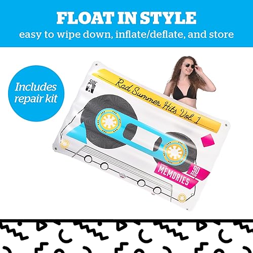 Miniatura 4 de BigMouth Inc. Flotador gigante retro para piscina, balsa inflable de más de 5 pies de largo, juguete inflable duradero para fiesta de verano