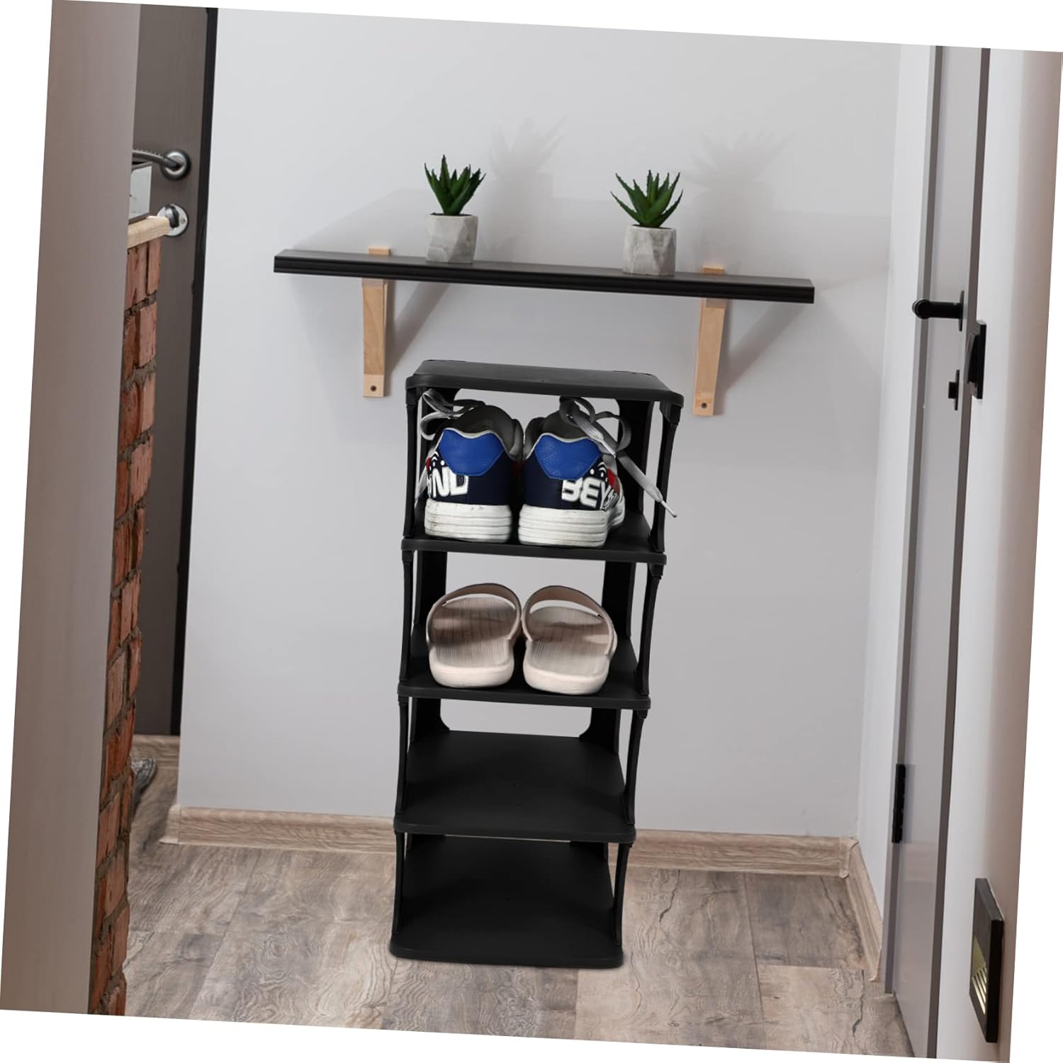 Simple Single Shoe Slot Shelf Plastic Organizer Multi Use Shoe Rack Compact Space Saving Holder for Entryway Hallway and Closet Storage