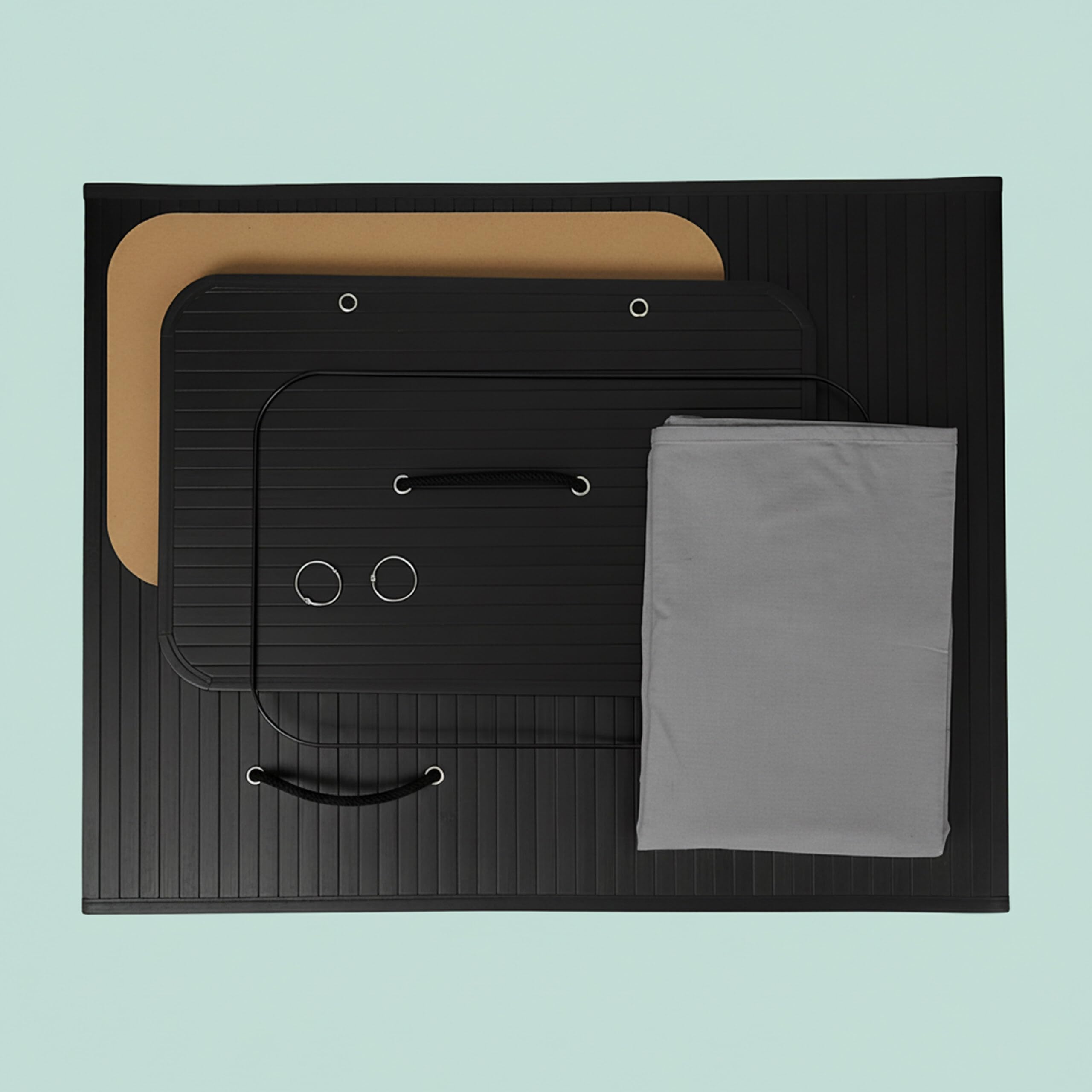 Relaxdays Cesto portabiancheria in bambù con Coperchio, 2 Scomparti, Pieghevole, 63x52x32 cm, Nero