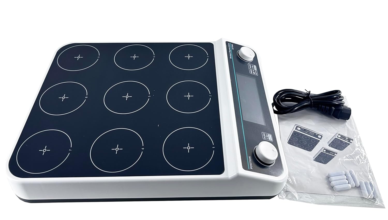 Multi-Position Magnetic Stirrer Lab Multi-Position Mixer with 9 Stirring Points Max Stirring Volume 9 * 500 ML RPM 50 to 1500 RPM Plate Size 110MM