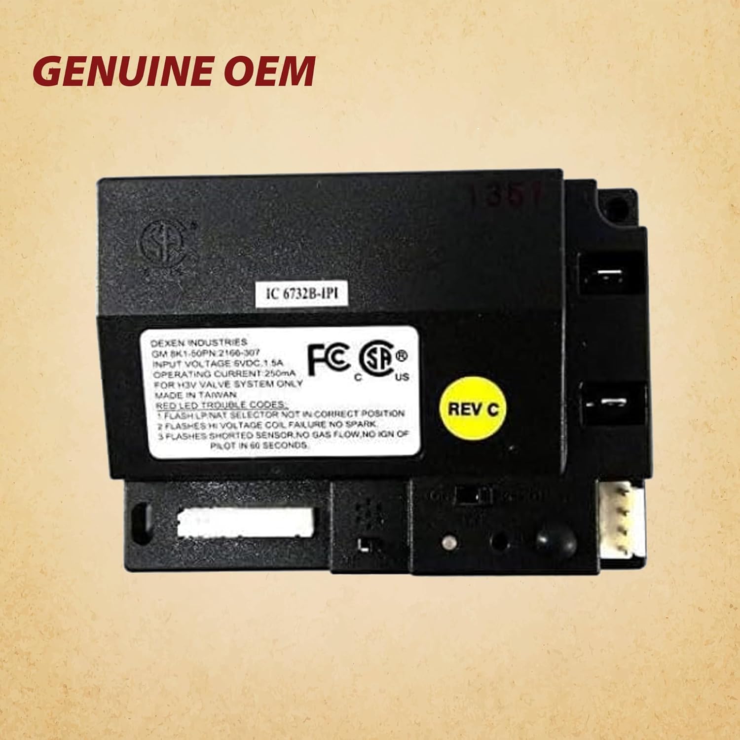 Authentic Dexen 2166-347 GM8K 6V Electronic Ignition IPI Fireplace Module 2166-307 2196-150 for Heatilator, Heat-N-Glo & Quadra-Fire