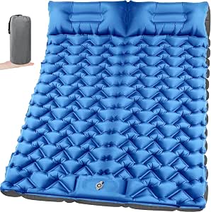 4-inch Double Sleeping Pad for 2 Persons with Foot Pump and Pillow