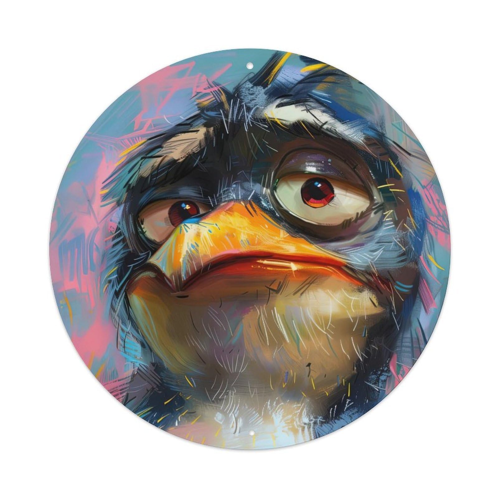 Animal Penguin Portrait Vintage Metal Tin Sign Plaque Wall Decor for Cafe, Club, Garden Round Metal Poster 8x8Inch