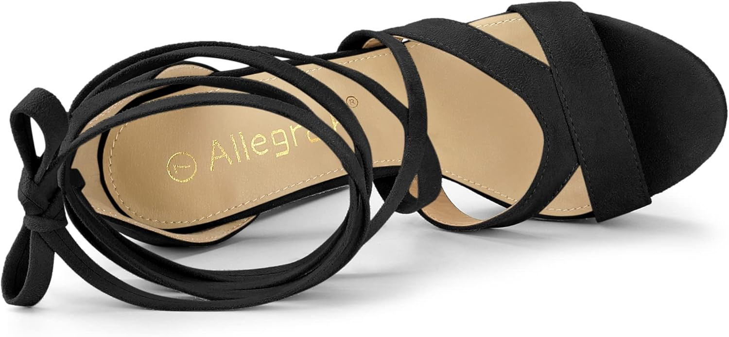 Allegra K Women's Lace Up Platform Chunky High Heels Sandals - Image 5