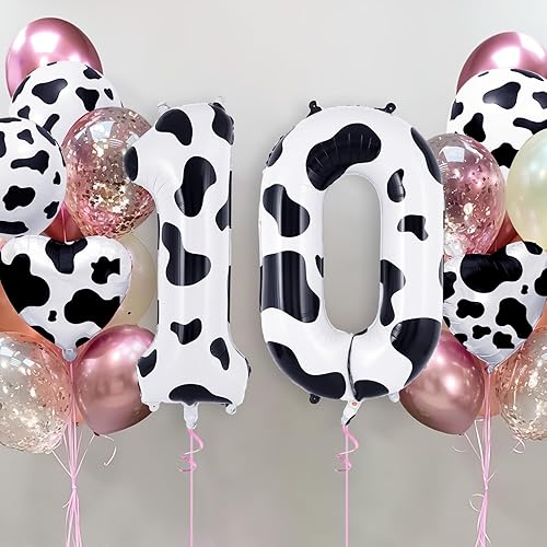 Miniatura 9 de Globo con el número 1 con estampado de vaca, globos grandes de cumpleaños de 40 pulgadas, globos de aluminio Mylar número 1 para el primer
