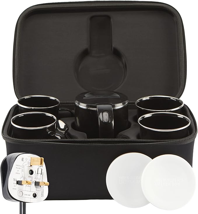 Builder's Tea Box. Portable Travel Electric Kettle Set. Tea & Coffee
