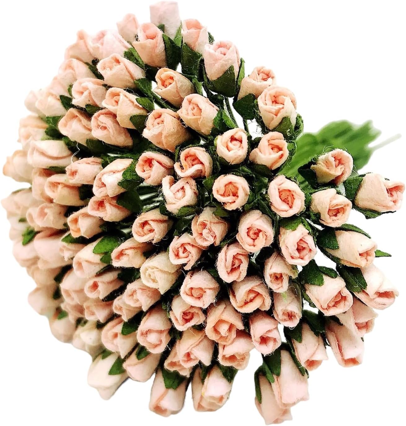 PL Set of 100 Tiny Rose Buds Mulberry Paper Flower Rose-Set3 Craft Handmade Wedding Size 0.15" Very Small Scrapbook for so Many Card Craft Projects (124-Light Peach) image 2